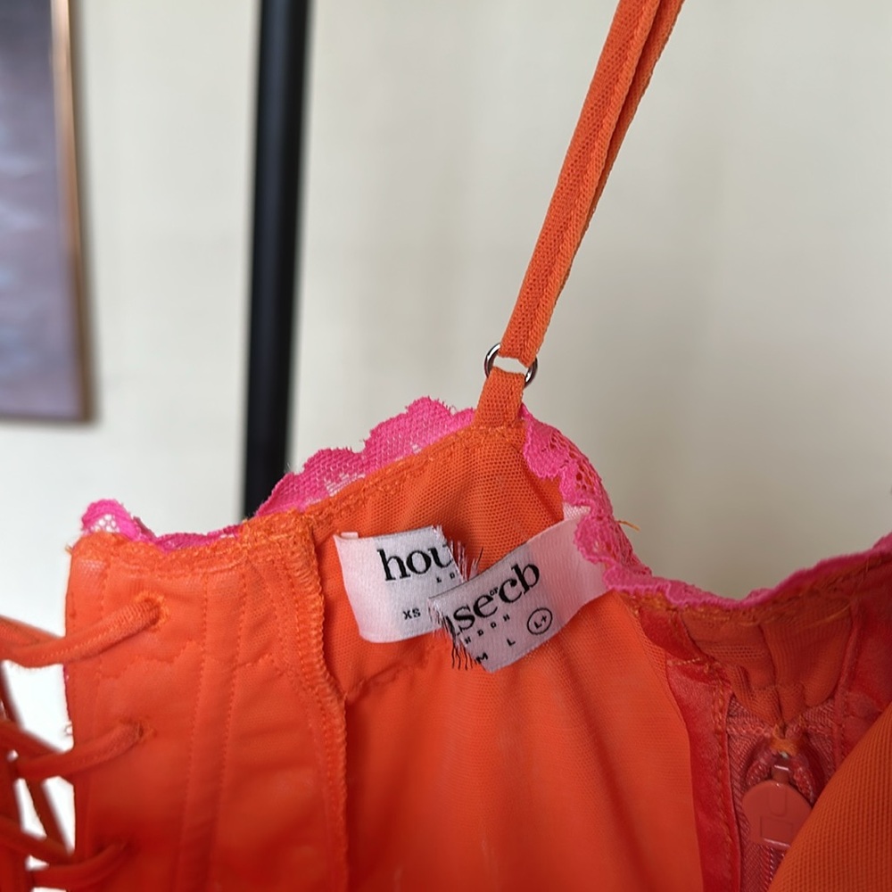 HOUSE OF CB 'Aiza' Flame Orange Maxi Dress NWOT size XL - Picture 7 of 16